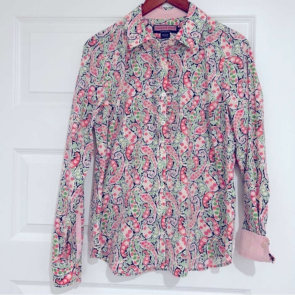 Vineyard Vines Paisley Button-Up‎ Top Size 12
